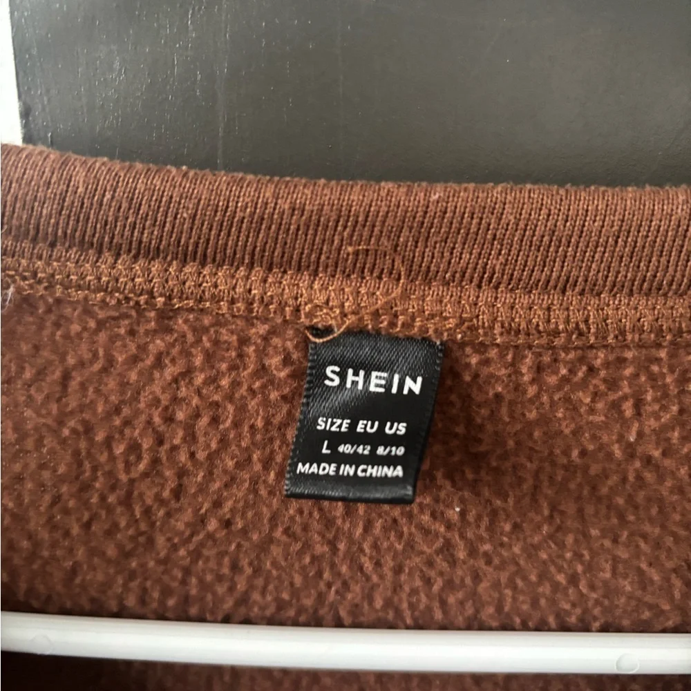 Brown & Beige Varsity Fleece Button Front Jacket - Size L